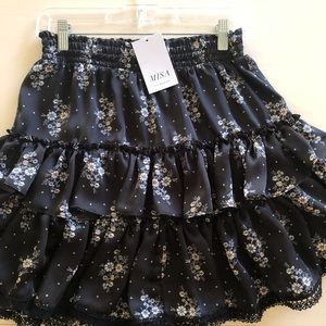 NWT MIsa Los Angeles Black Satin Skirt Medium
